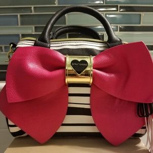 Black and white striped Betsey Johnson purse